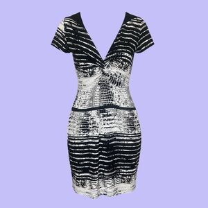 Early 2000s Abstract Animal Print Black and White Grunge Dress